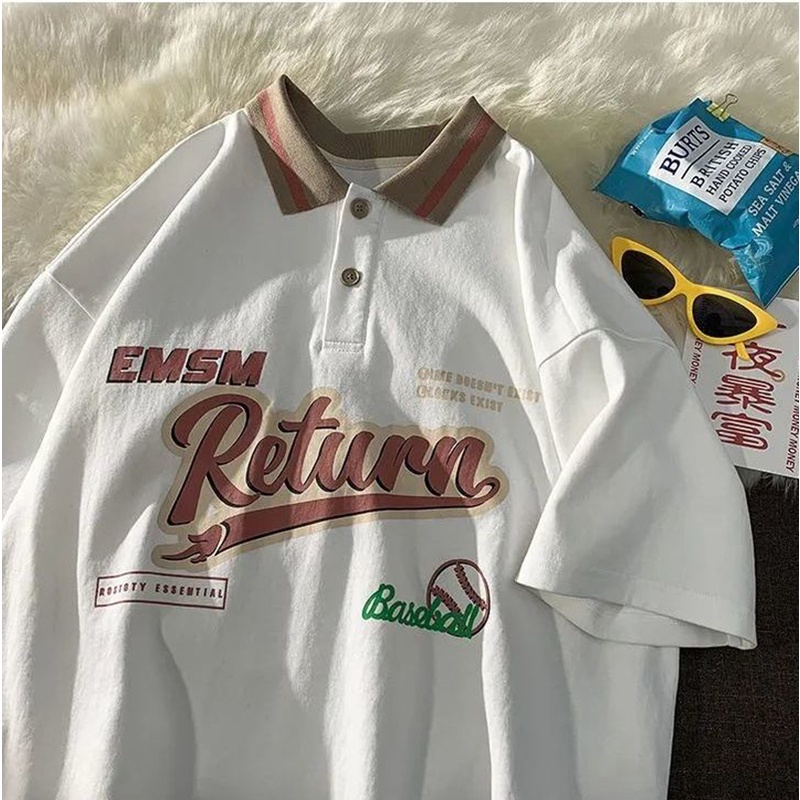 IELGY Áo thun polo tay ngắn phong cách thời trang retro dành cho nữ