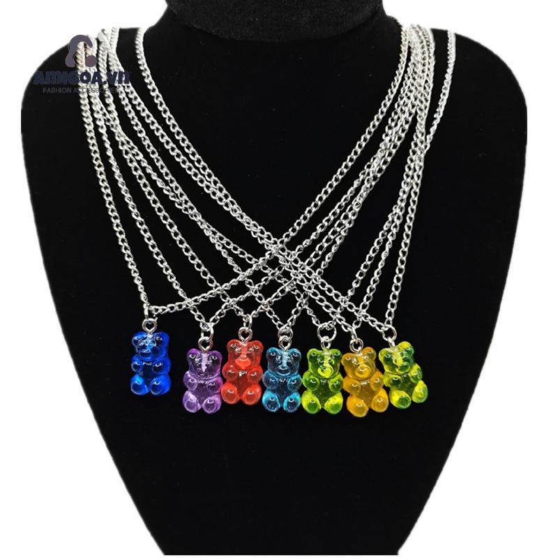 Vòng cổ Mặt Hình Kẹo Trong Suốt Hình Gấu Dễ Thương