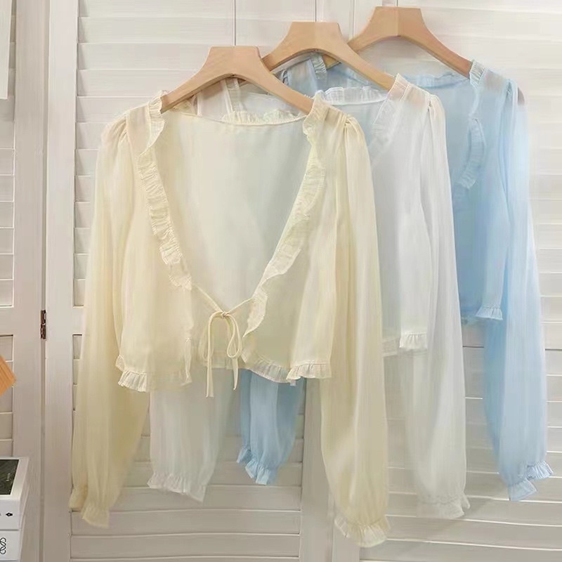 áo khoác tơ voan mỏng điệu đà (81003#)