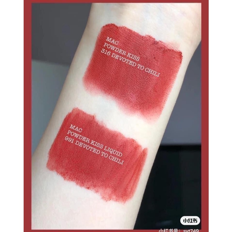 Son thỏi/ kem MAC Powder Kiss Liquid màu 316/ 991/ 877 Devoted To Chili - LAMII BEAUTY