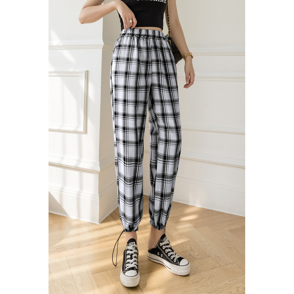 Quần Dài Eo Cao Dáng Rộng Kẻ Ca-Rô Trẻ Trung Hợp Thời Trang 2021 | BigBuy360 - bigbuy360.vn