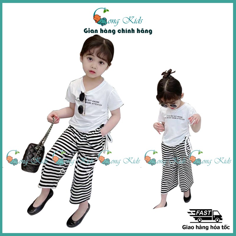 【10-20KG】Bộ đồ bé gái VẢI COTTON LOẠI 1, áo rút dây, quần ống sớ họa tiết kẻ xinh yêu. Set đồ bé gái 3 tháng đến 4 tuổi