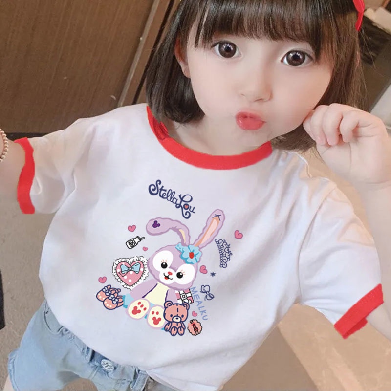 Cô Gái Bé Gái áo Thun Cô Gái Ngắn Tay Dễ Thương Siêu Dễ Thương Quần áo Sơ Sinh Nửa Tay Quần áo Trẻ Em