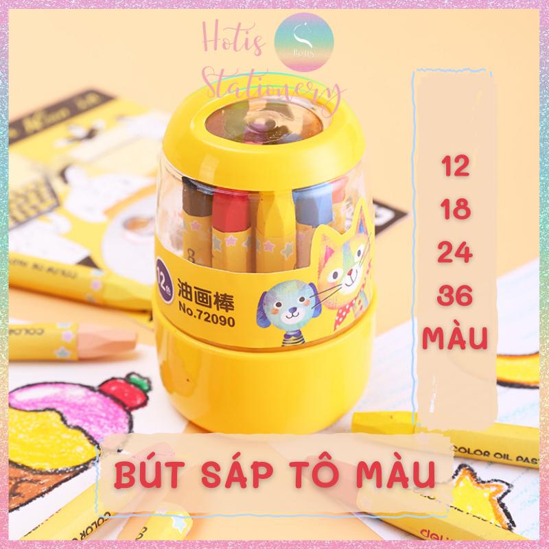 [HOTIS] Bút sáp dầu Deli chuẩn màu, an toàn cho bé - Hộp 12/ 18/ 24/ 36 màu