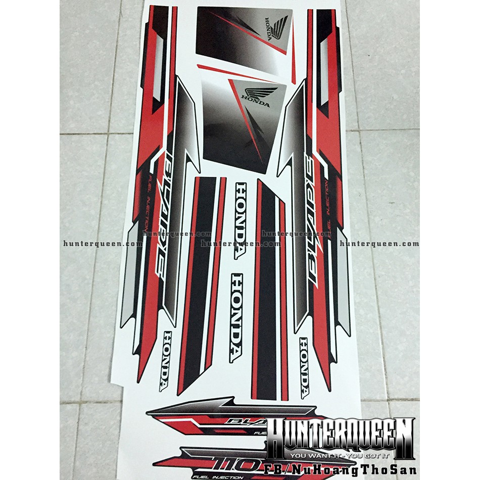 Tem rời xe Blade 110 đời 2017, dán xe đen. Decal tem chế đẹp, chất lượng cao. Sắc nét, bền màu