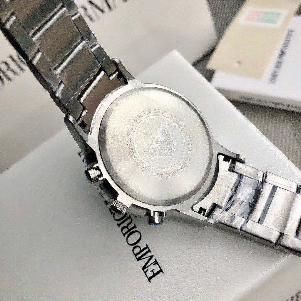 Đồng Hồ Nam Armani AR2434 Mặt Đen Chronograph Classic Dây Thép Size 42mm