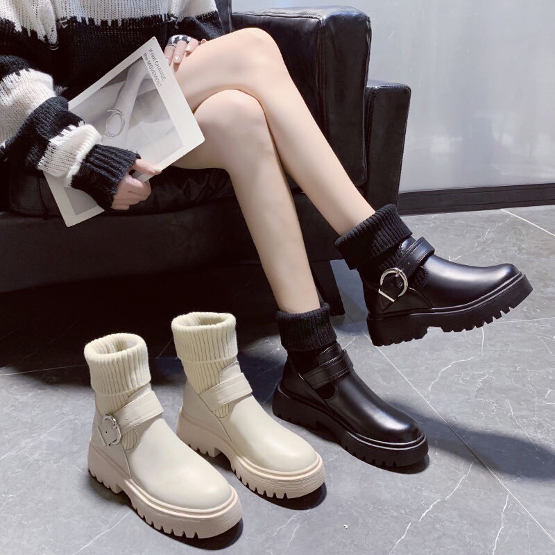 BOOTS DA CỔ CAO 🎀 MIX TẤT PHONG CÁCH VINTAGE HÀN QUỐC | BigBuy360 - bigbuy360.vn