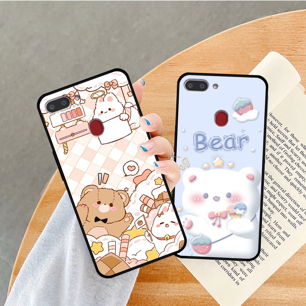Ốp lưng Realme 2 in hình caro gấu thỏ dễ thương