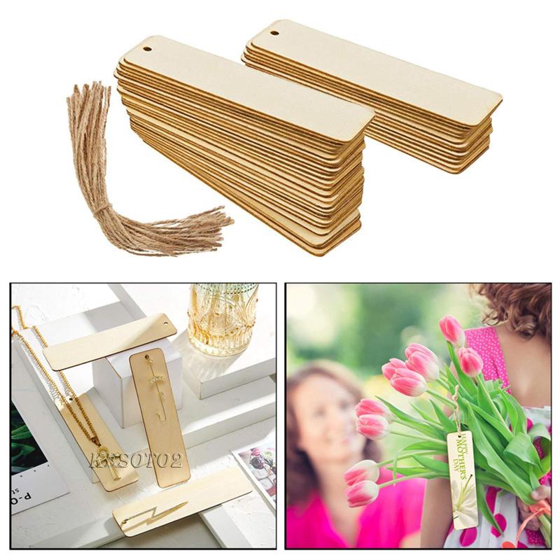 Set 2 / 36 Thẻ Gỗ Hình Chữ Nhật Đánh Dấu Trang Sách Tiện Dụng