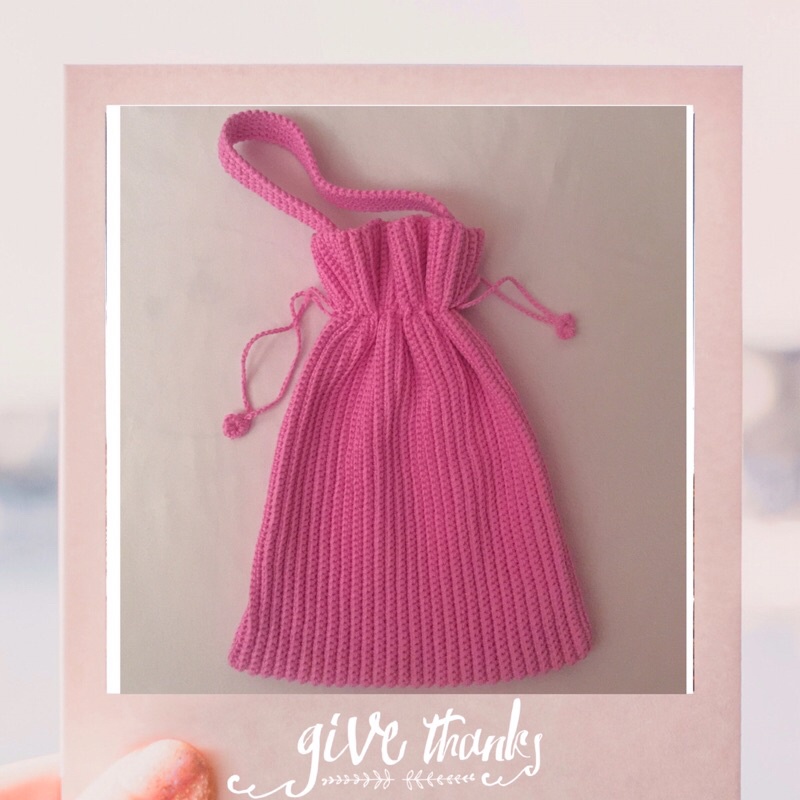 Túi len móc giả đan rút dây (Handmade)