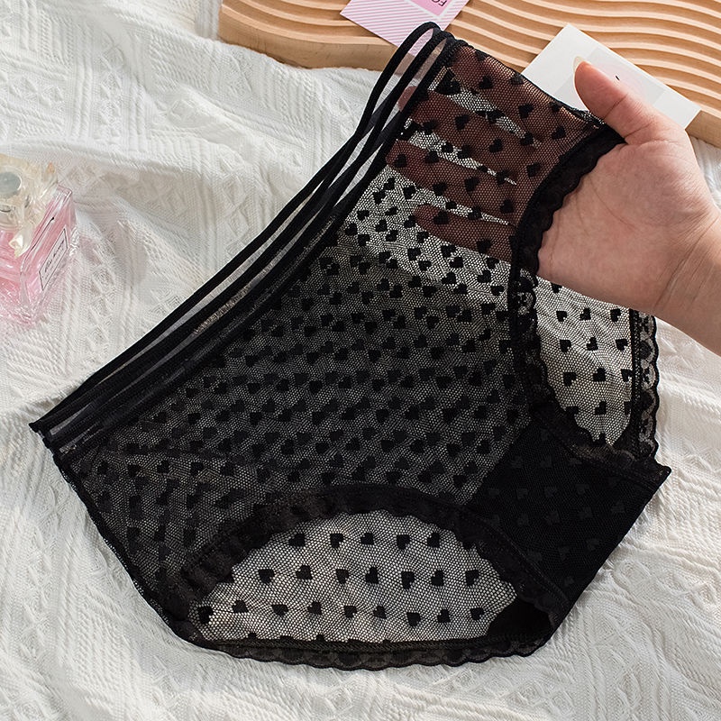 Quần Lót Nữ HOAMOCO , Quần Lót Ren Sexy Viền Chun Lưới Thiết Kế Họa Tiết Trái Tim Gợi Cảm Quyến Rũ - R21