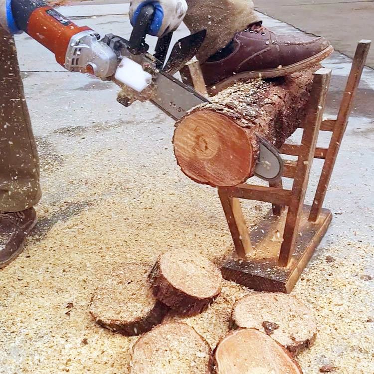 Trọn bộ lưỡi cưa xích + Máy mài AOTUO - Lưỡi cưa xích gắn máy mài CHAINSAW tra dầu tự động