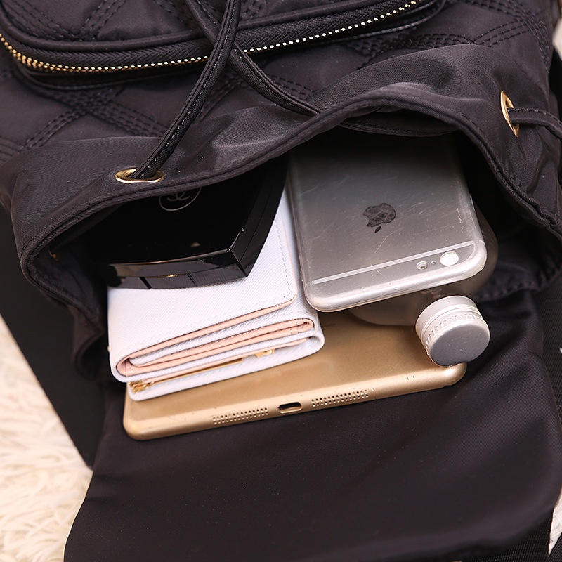 Balo IELGY màu trơn họa tiết hình thoi đơn giản phong cách Hàn Quốc dành cho nữ