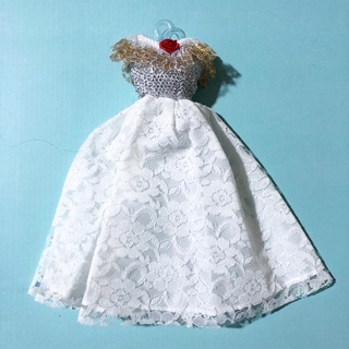 Đầm búp bê 30 cm - trắng vàng