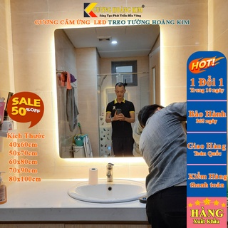 Gương led phòng tắm chữ nhật không viền trang điểm treo tương cảm ứng đèn led thông minh KT 60x80 cm - guonghoangkim