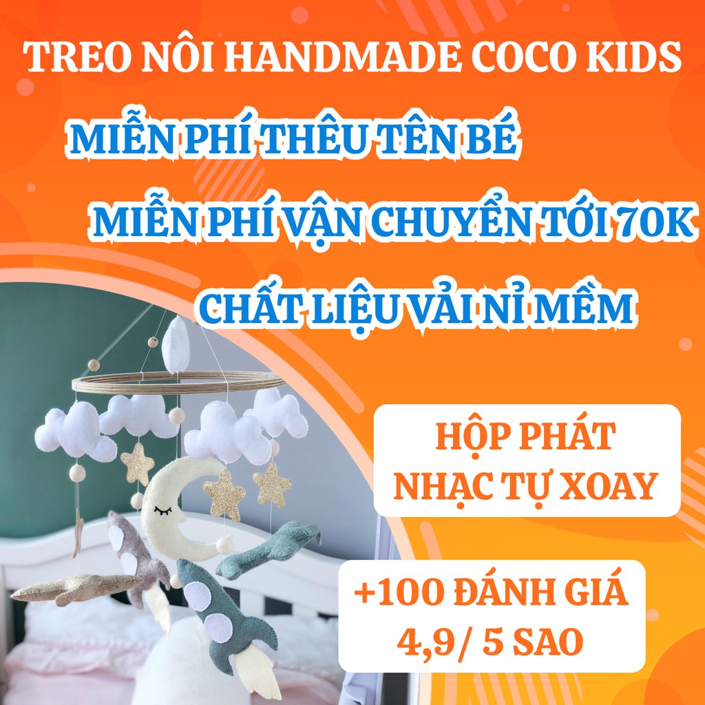 [MIỄN PHÍ THÊU TÊN BÉ] Đồ chơi treo nôi cho bé kích thích thị giác CoCo Kids, có nhạc tự xoay mẫu CÔNG CHÚA 2