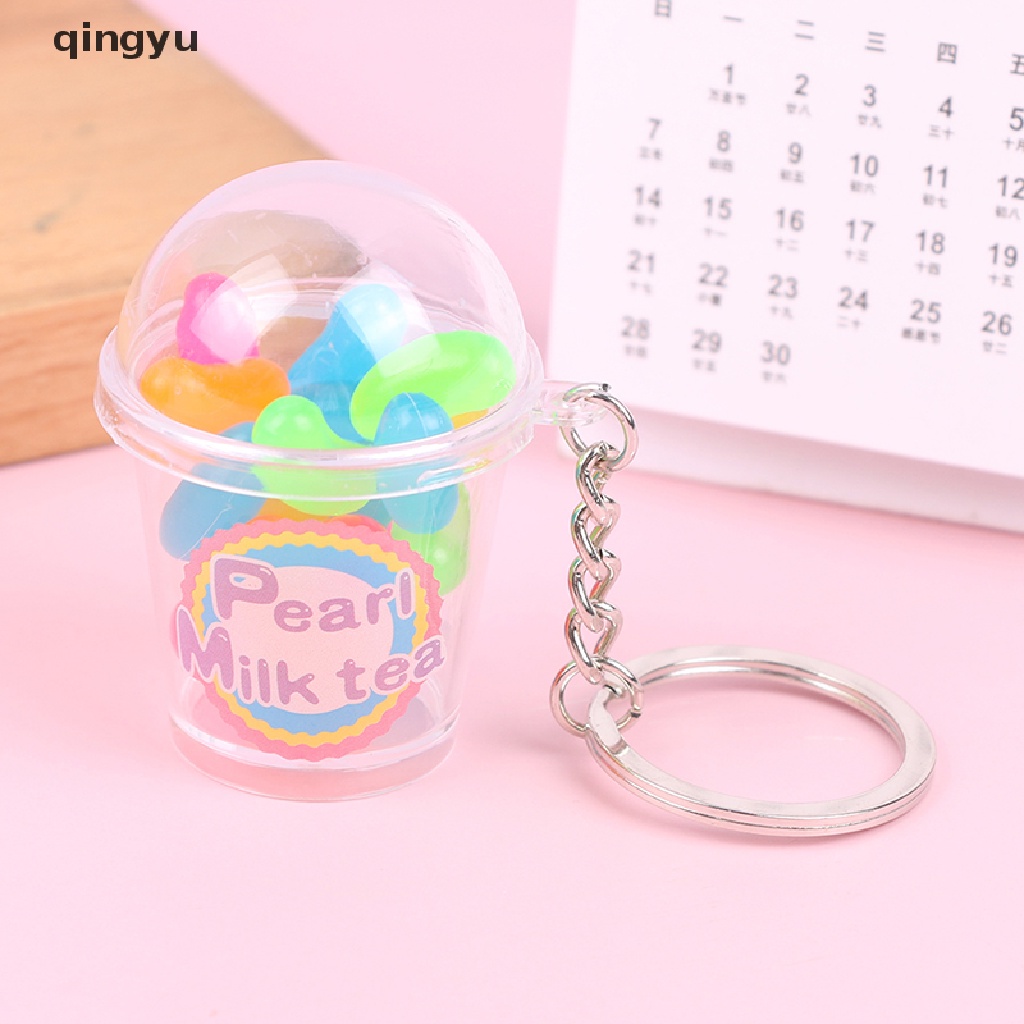 Qingyu Phụ Kiện Móc Khóa Hình Ly Nước Uống Giả Trang Trí Túi Xách