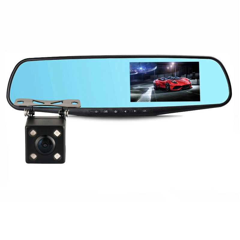 Full HD 1080P Car Dvr Camera Auto 4.3 Inch Rearview Mirror Digital Video Recorder Dual Lens Registratory Camcorder