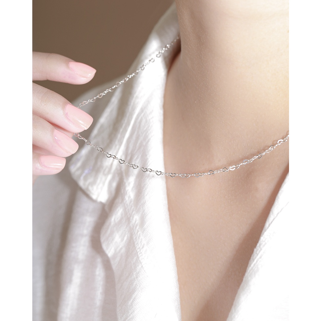 Dây Chuyền Trơn Bạc 925 BLING IT Dạng Trái Tim Đan Nhau - BIVC307