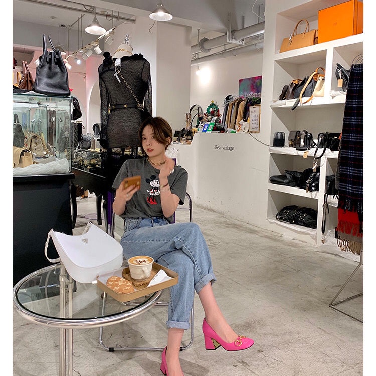 Giày Cao Gót Mũi Vuông Thiết Kế Mới 2022 Kiểu Pháp