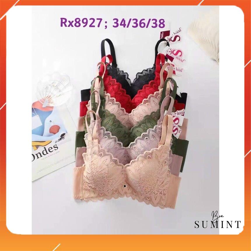 Áo lót nữ ren cao cấp không gọng quai to bản ôm gọn ngực đệm mút dày họa tiết hoa A9953