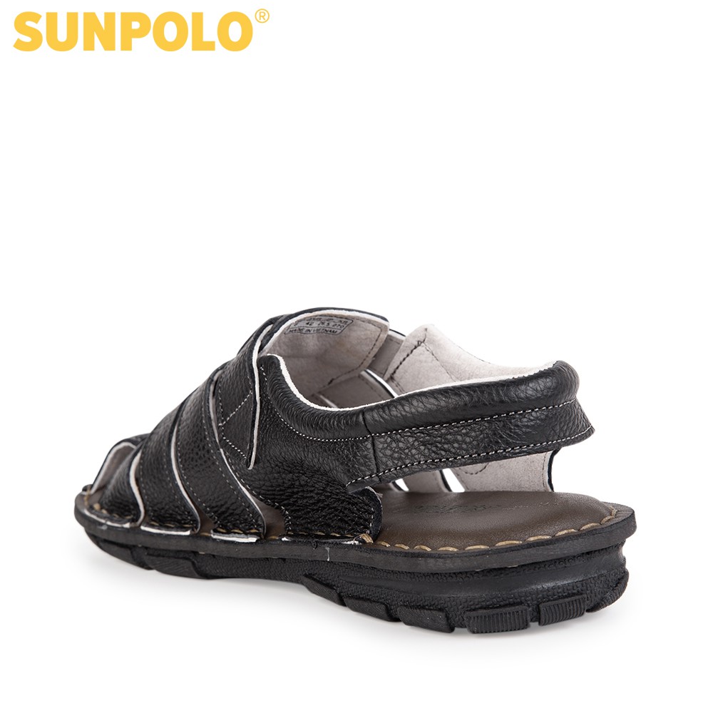 Sandals Nam Da Bò Cao Cấp SUNPOLO Đen - SUSDA8