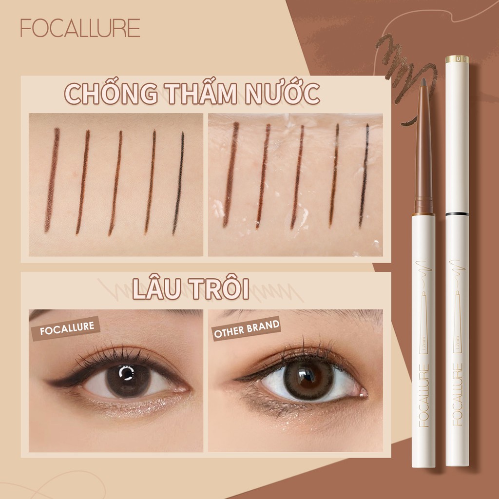 Bút chì kẻ mắt Focallure đầu mảnh 1.7mm chống thấm nước lâu trôi 1g