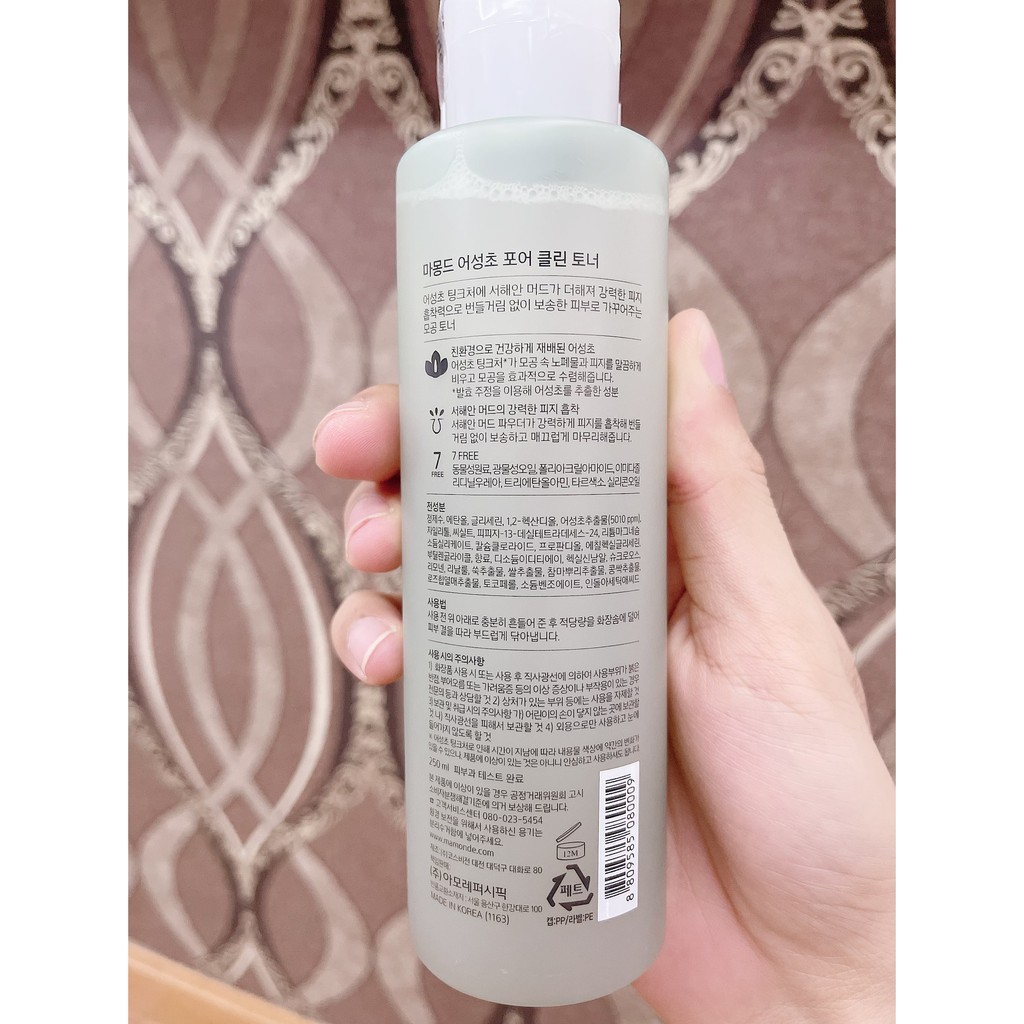 Toner diếp cá mamonde pore clean toner