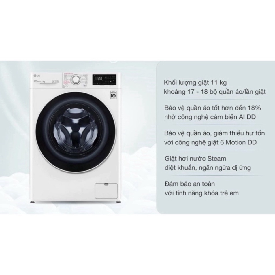 SP_Giare __zil__ (mới) Máy giặt lồng ngang LG 11kg (trắng) FV1411S5W _Giao nhanh , lắp đặt miễn phí đầy đủ toàn quốc chấ