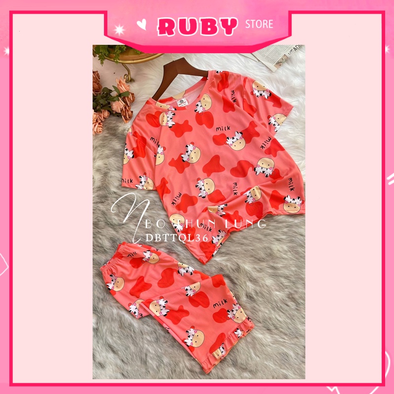 Đồ bộ nữ mặc nhà Free Size mẫu hoạt hình dễ thương, chất thun mềm mịn mát ❤ Rubystorevn
