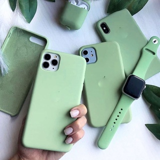Ốp Lưng Silicone Chống Sốc Màu Xanh Lá Cho Iphone 12 11 Pro Max X Xr Xs Max 6 6s 7 8 Plus Se 2020 12 Mini