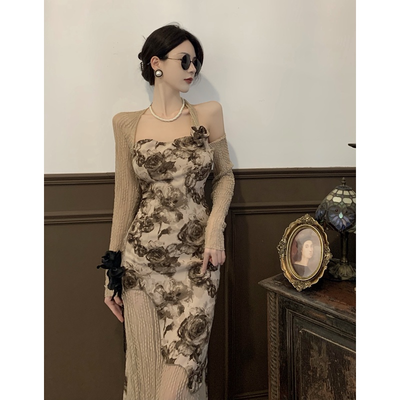 Đầm hoa xẻ đùi quyến rũ hàng thiết kế cao cấp (ảnh chụp thật)(Hàng oder chuẩn hình 100%) 251121