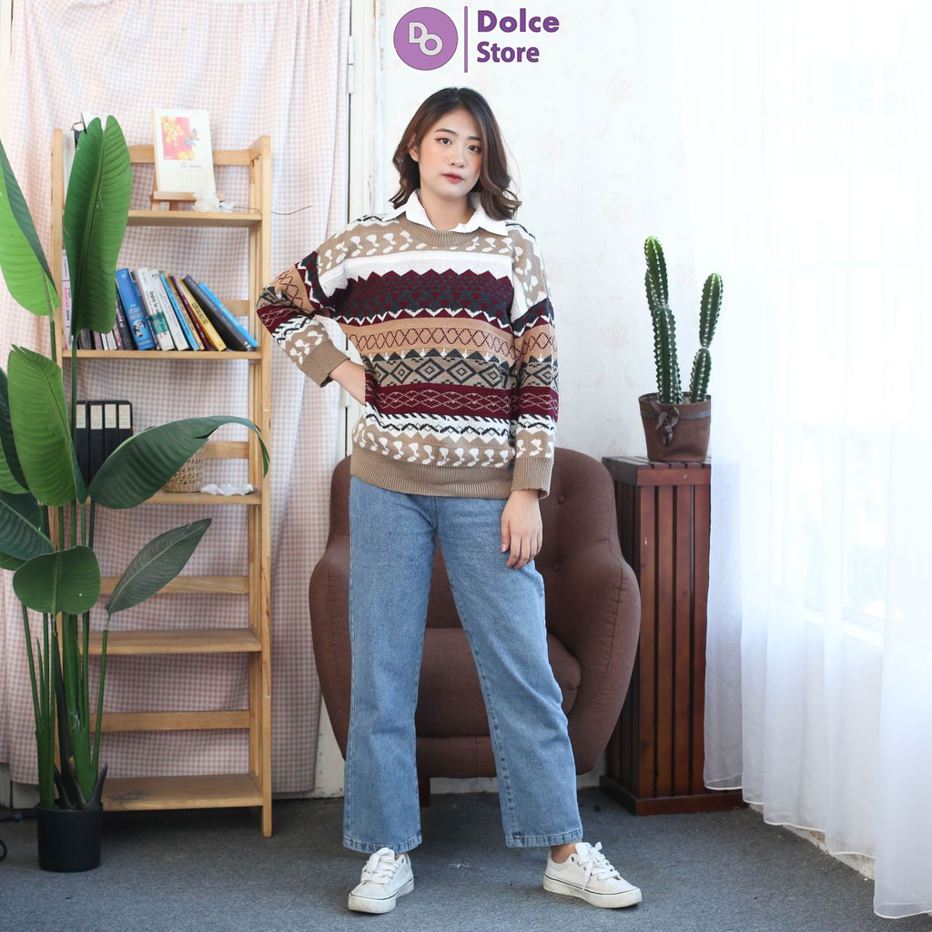 Áo len thổ cẩm họa tiết siêu ấm, siêu xinh - Dolce