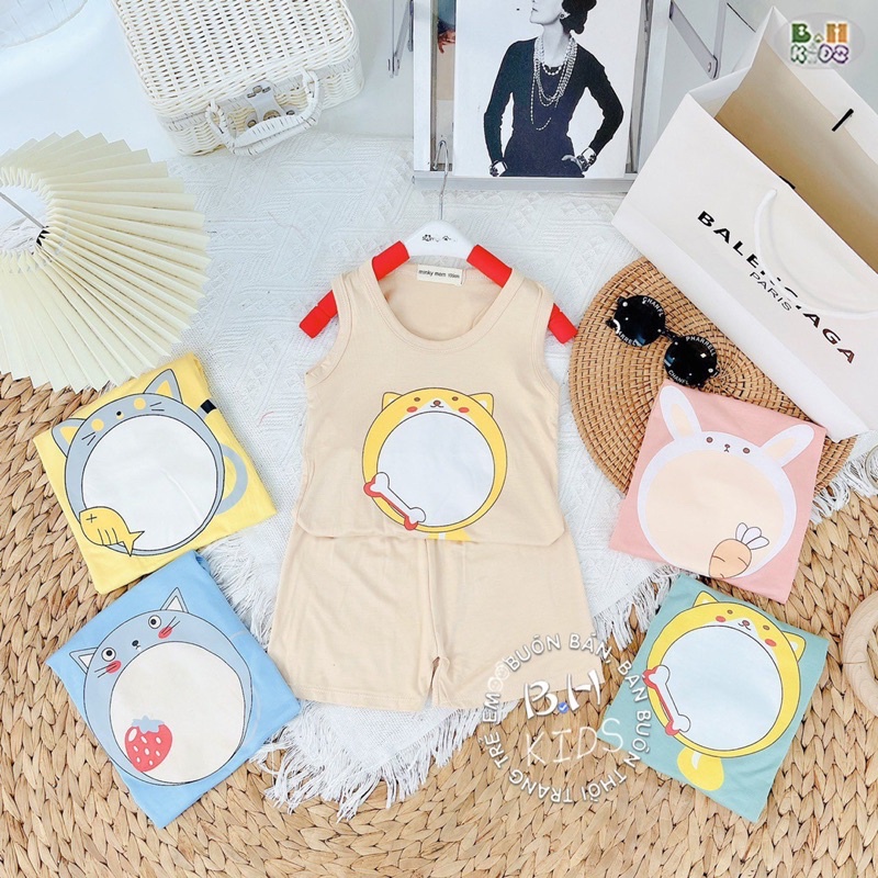 Bộ ba lỗ thun lạnh mèo ú cho bé