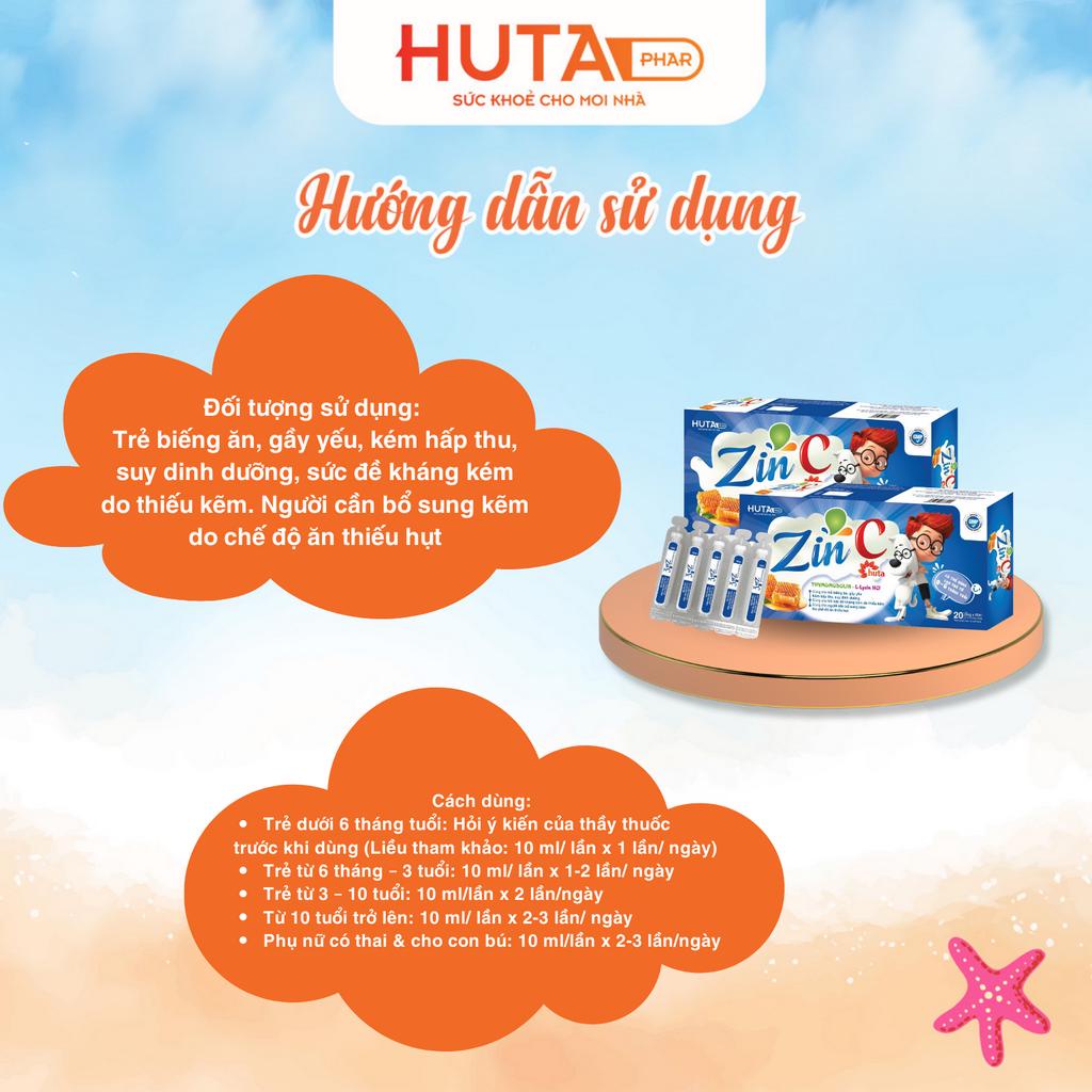 Kẽm ZinC HUTA PHAR  giúp cải thiện biếng ăn và tăng sức đề kháng cho trẻ