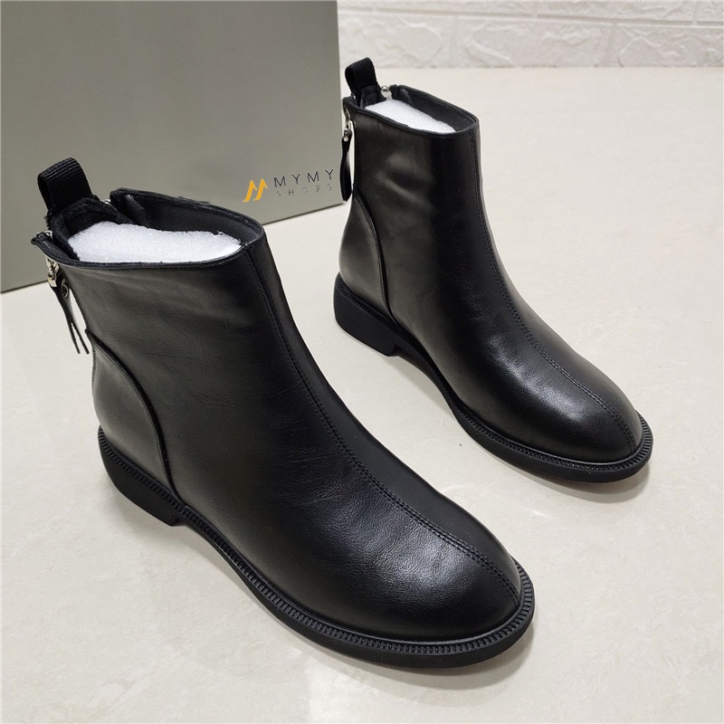Boot da lì 2 khóa sau đế chữ 3p mymy shoes B356