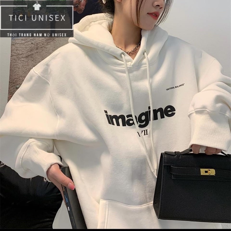 Áo hoodie unisex nam nữ nỉ thêu “ Imagine“❤ [Video thật tại Shop] Áo nỉ bông unisex chất nỉ siêu mịn cực ấm | BigBuy360 - bigbuy360.vn