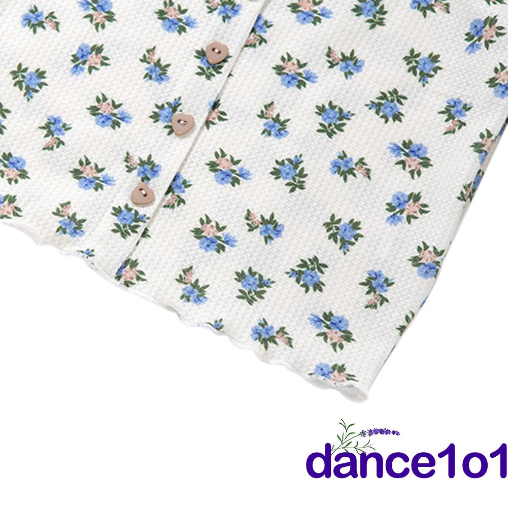 Áo Croptop Tay Loe Hoạ Tiết Hoa Nữ Tính