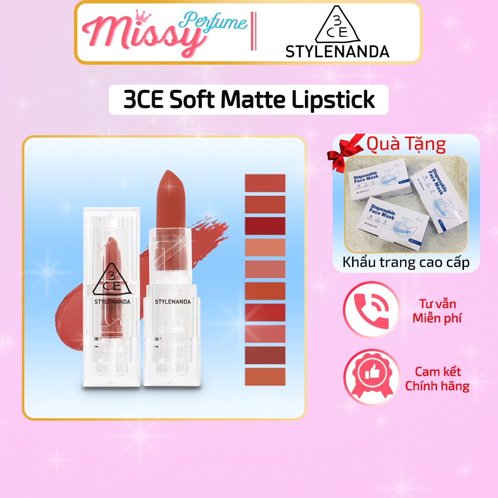 son 3ce soft matte lipstick, son 3ce chính hãng, , speak to me, holy chic, mềm nhẹ không khô môi