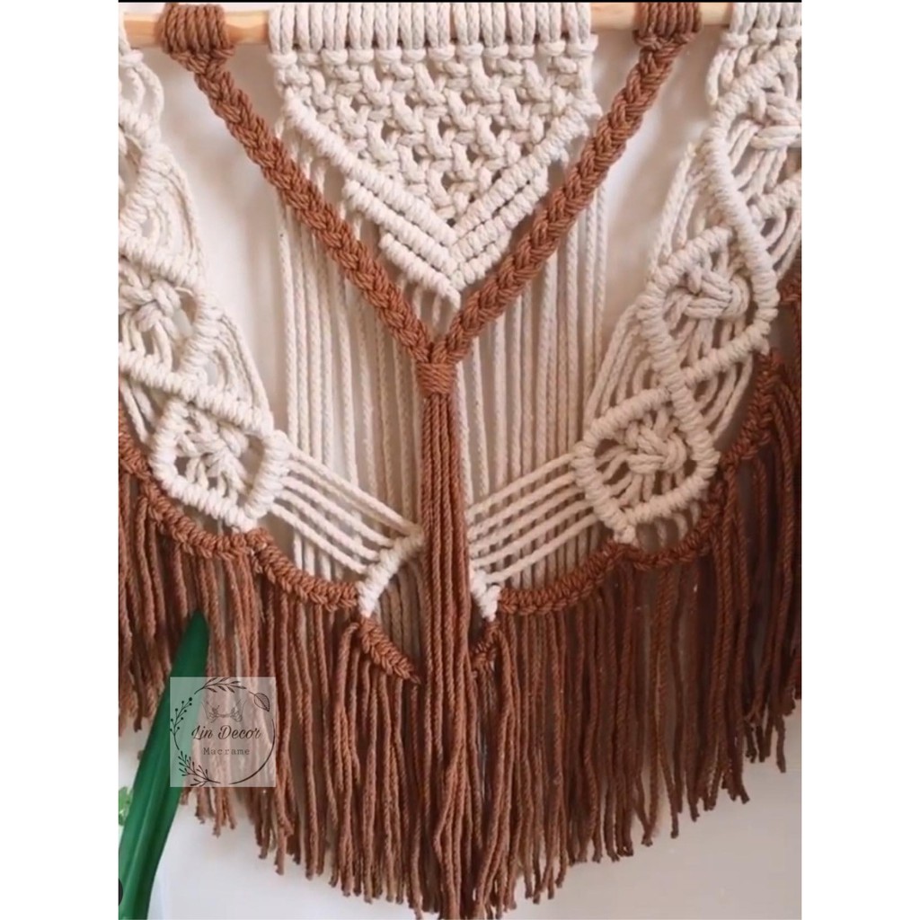 Macrame Treo Tường Màu Trắng Mix Nâu Tây Trang Trí Decor Nhà Cửa,Homestay,Phòng Khách...