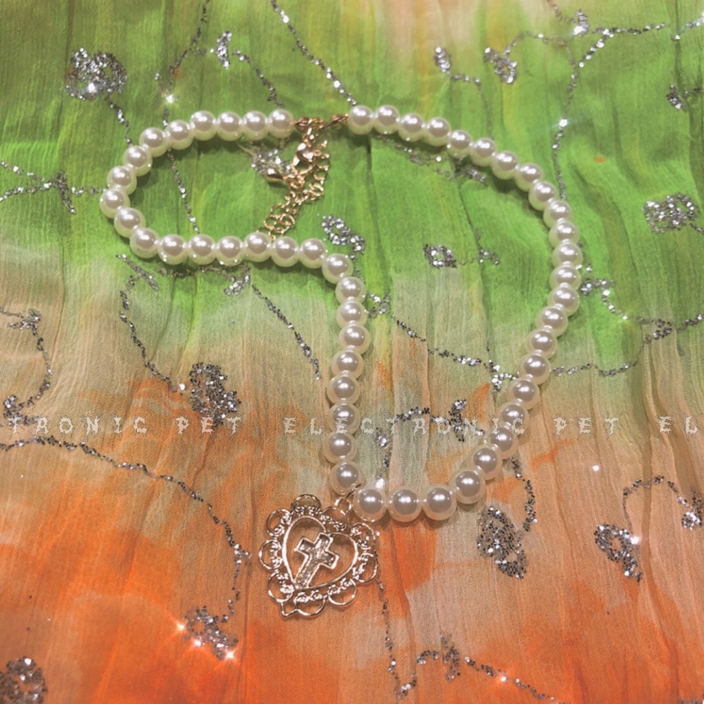 Dây chuyền choker 17Km xỏ ngọc trai phong cách công chúa đơn giản thời trang thanh lịch cho nữ