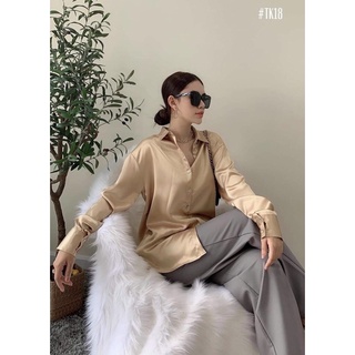 Áo sơ mi tay dài lụa satin