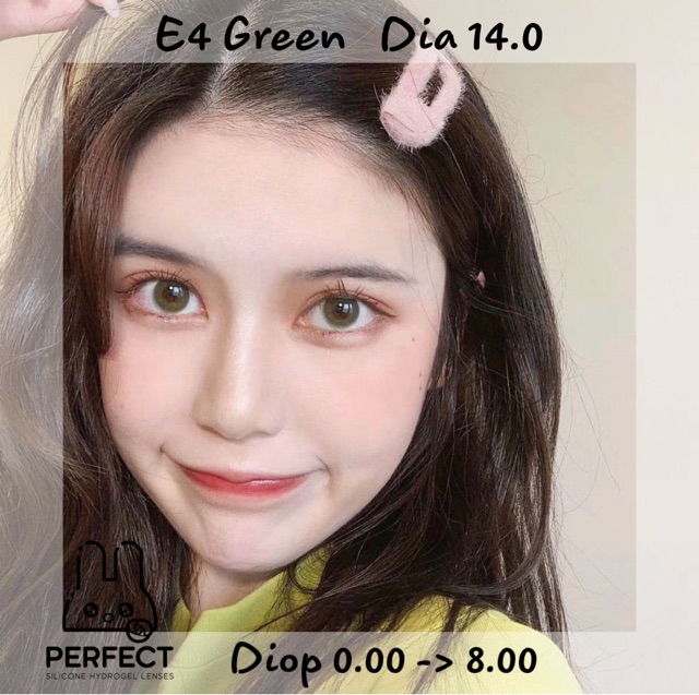 (Giá 1 Đôi ) - 14.0 (0.00 -> 8.00) Lens E4 Green - Kính Áp Tròng