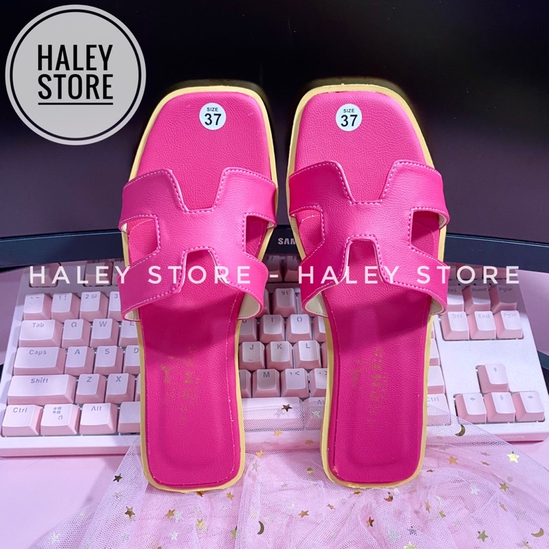 Dép bệt nữ quai ngang HALEY STORE chữ H HM hàng đẹp nhiều màu đẹp thời trang đi chơi đi biển đi du lịch màu hồng