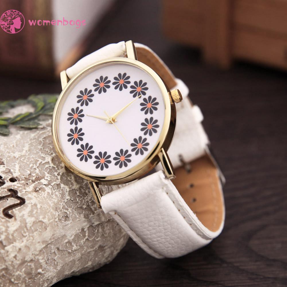 ✿WB✿Đồng hồ quartz nữ dây da in hoa✿