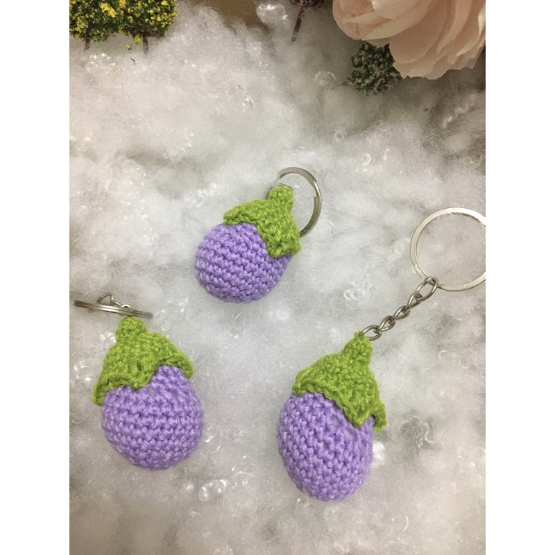 [Móc khoá len] Trái cà tím