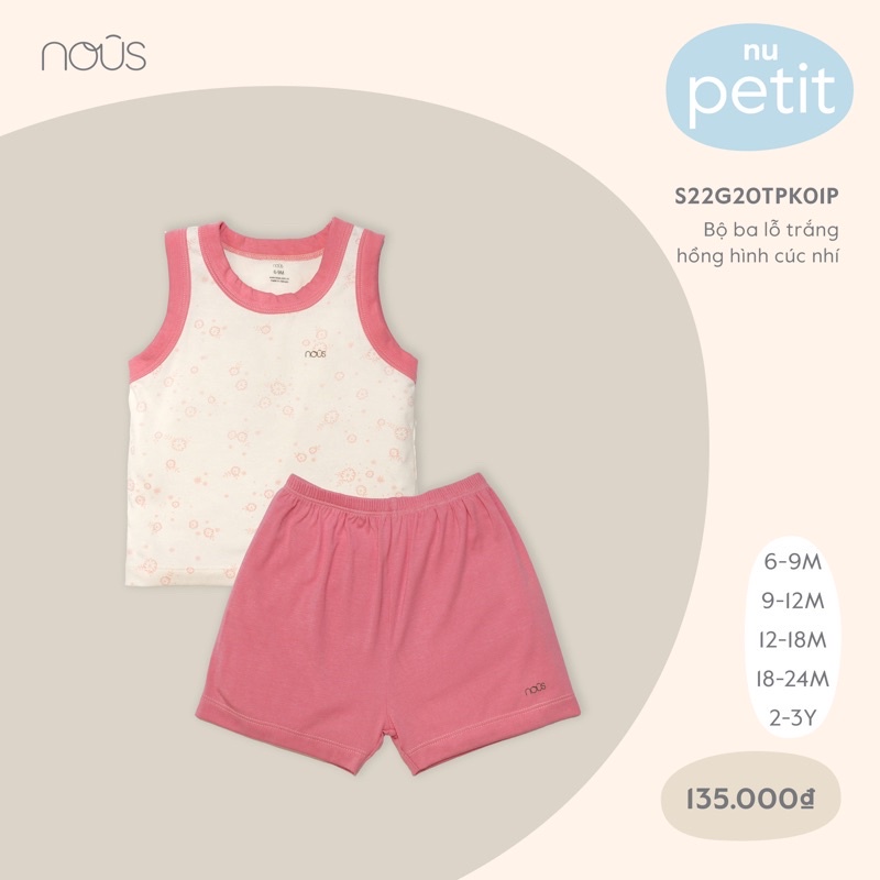 Bộ ba lỗ mùa hè Nous nhiều mẫu mới cho bé size 6m đến 24m