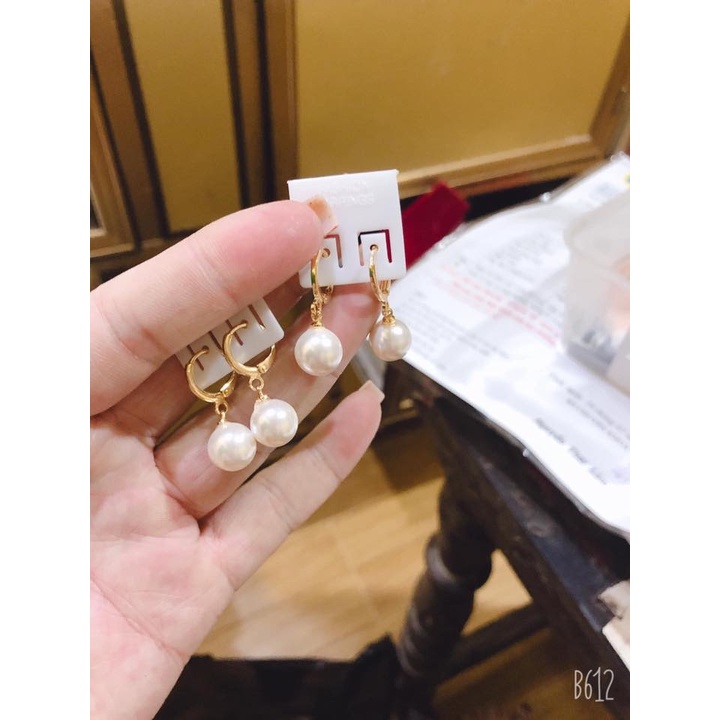 Bông tai đính ngọc trai mạ vàng 18k- Trang sức cao cấp.