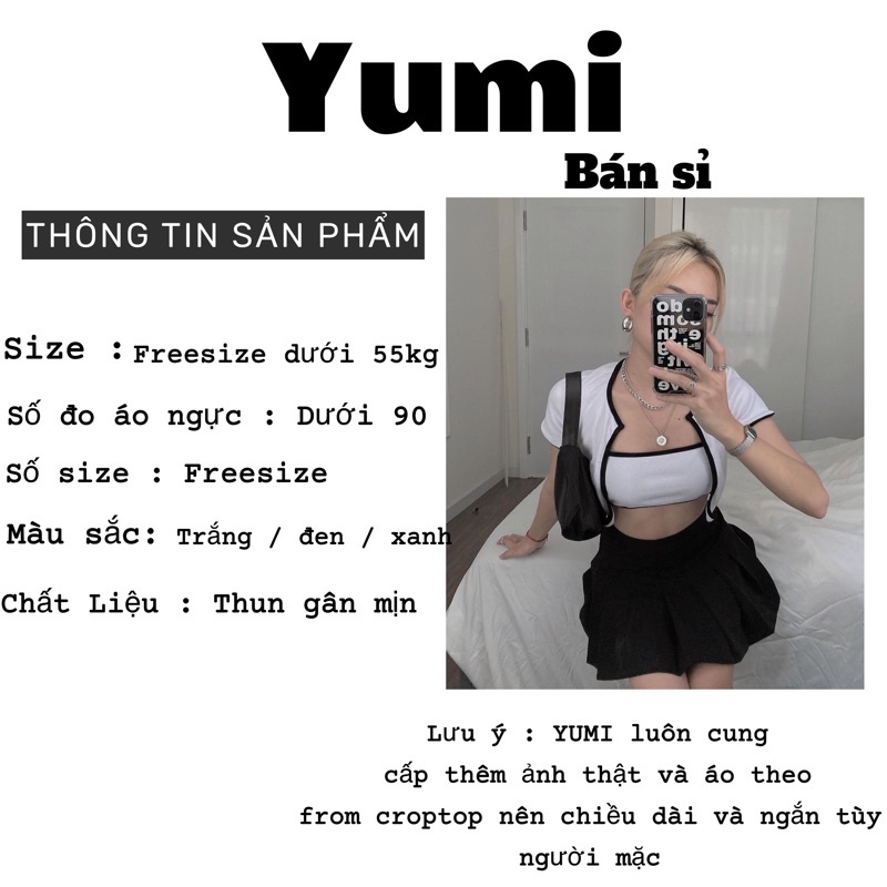 Set áo croptop kèm áo khoác ngoài chất thun mềm mịn YUMI BÁN SỈ Set 2 Áo Croptop Kèm Áo Ống Ulzzang