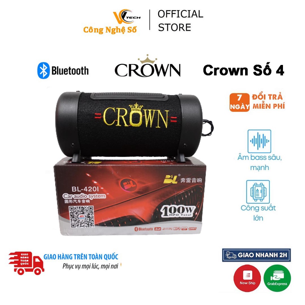 Loa Công Suất Lớn Crown Số 4 | Loa bluetooth để bàn nghe nhạc cực hay - Cam kết 100% hài lòng